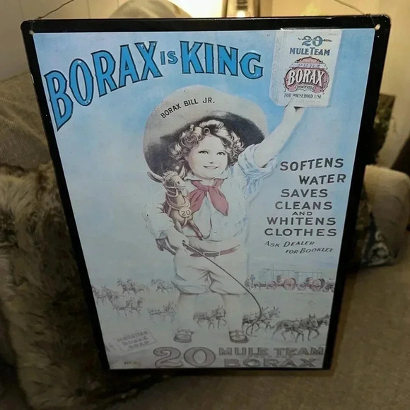 VTG Borax Household Products 20 Mule Team Metal Advertisement Hanging Sign - Picture 2 of 16